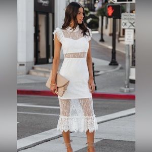 Saige sheer lace midi dress